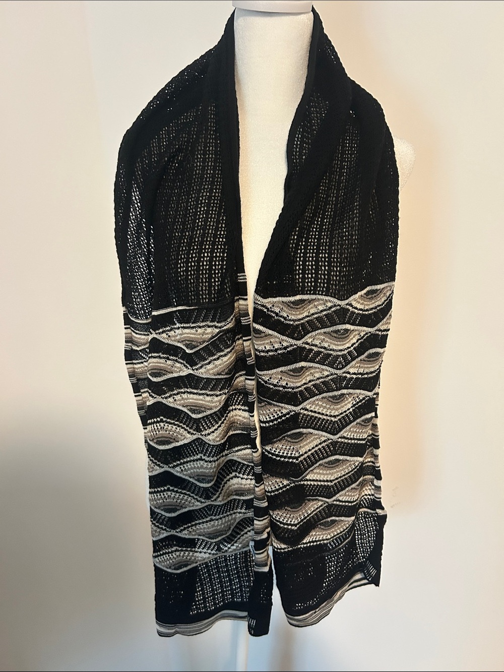 Missoni Black and White Wave-Pattern Women's Scarf